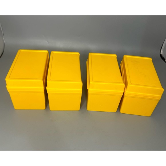 Vintage 4 New NOS W.T. Rogers Yellow Plastic 3x5 Index Card File Case Box Office - Picture 3 of 10
